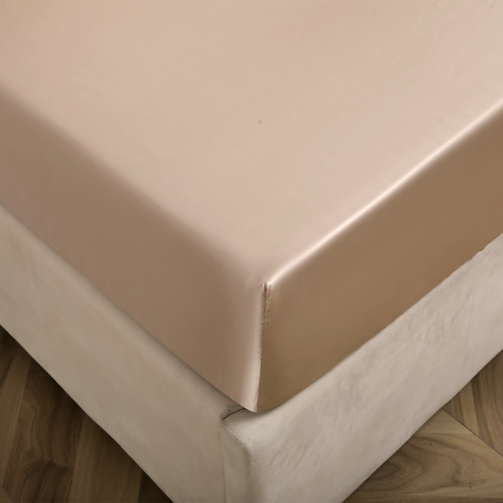 Solid Color Satin Imitation Silk Fitted Sheet - Calm Cloud Bedding